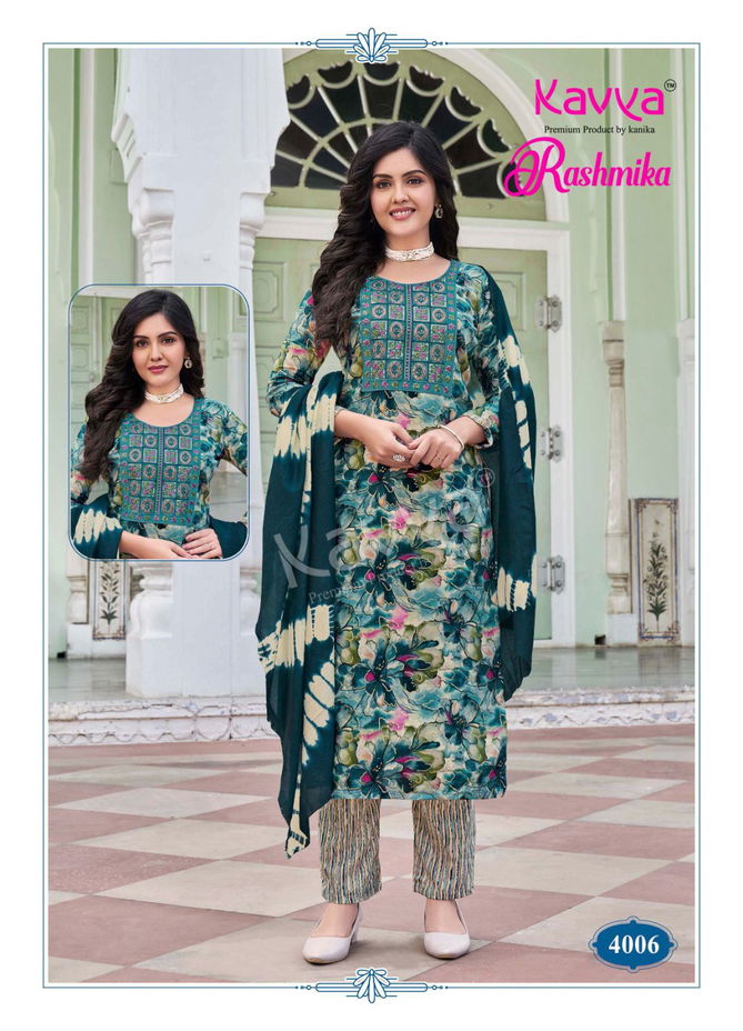 Rashmika Vol 04 By Kavya Rayon Foil Printed Kurti With Bottom Dupatta Wholesale Online
